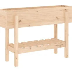 Upphöjd odlingslåda på ben i massiv furu | Storlek: 101x30x69 cm | Färg: Naturlig träfinish Planteringsbänkar