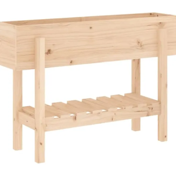 Upphöjd odlingslåda på ben i massiv furu | Storlek: 101x30x69 cm | Färg: Naturlig träfinish Planteringsbänkar