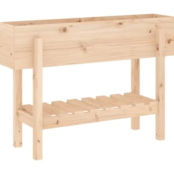 Upphöjd odlingslåda på ben i massiv furu | Storlek: 101x30x69 cm | Färg: Naturlig träfinish Planteringsbänkar