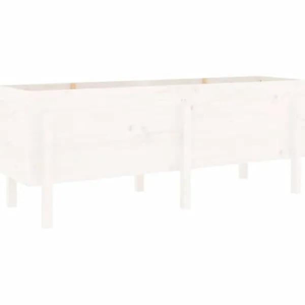 Upphöjd odlingslåda på ben i massiv furu | Storlek: 160x50x57 cm | Färg: Vit