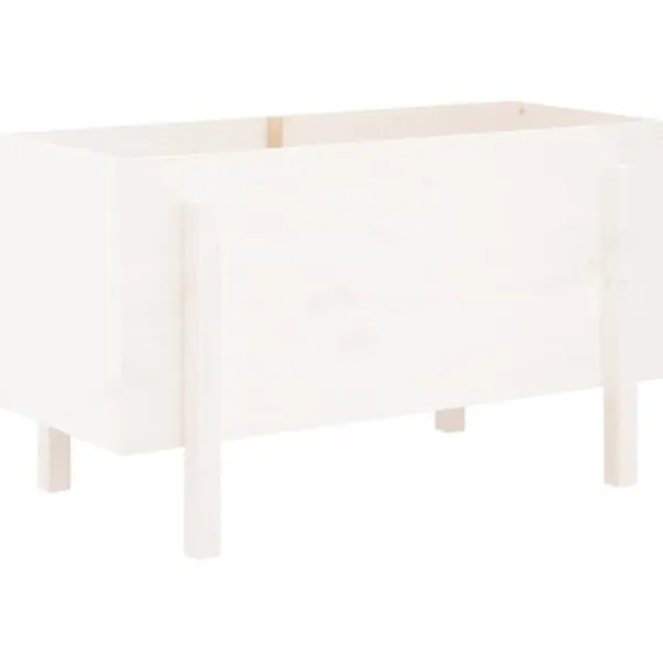 Discount Upphöjd odlingslåda på ben i massiv furu | Storlek: 101x50x57 cm | Färg: Vit Planteringsbänkar