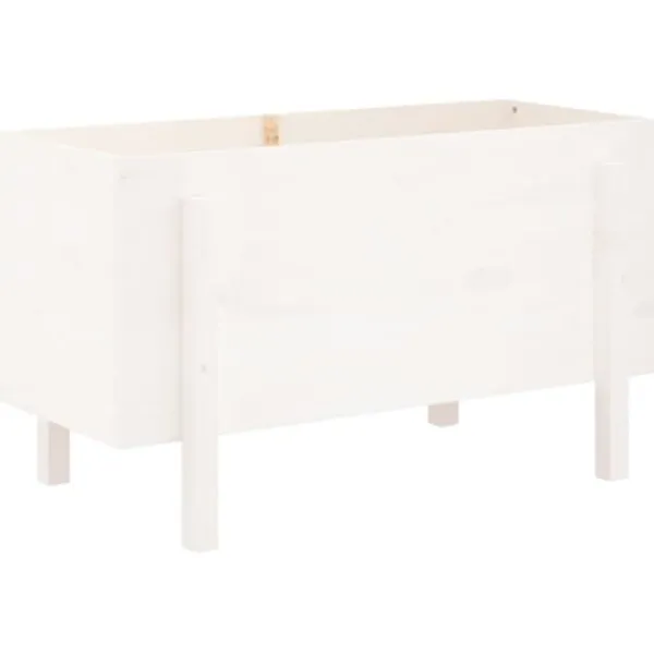 Discount Upphöjd odlingslåda på ben i massiv furu | Storlek: 101x50x57 cm | Färg: Vit Planteringsbänkar