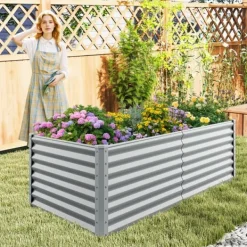 Best Upphöjd planteringsbädd, 180×91×61 cm, Silver Planteringsbänkar