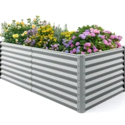 Best Upphöjd planteringsbädd, 180×91×61 cm, Silver Planteringsbänkar