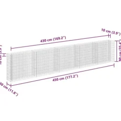 Discount Upphöjd planteringsgabion i galvaniserat stål - Stabil växtbädd | Storlek: 450x30x90 cm Planteringsbänkar
