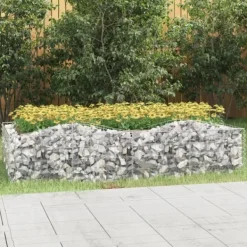 vidaXL Upphöjd planteringsgabion 200x100x50 cm galvaniserat järn