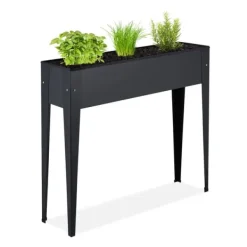 Online Upphöjd planteringslåda, Metall, 83x99x26 cm, Svart Planteringsbänkar
