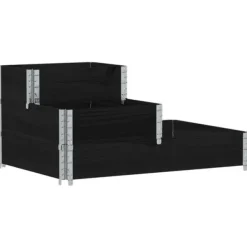 New Upphöjd rabatt med 3 nivåer i massiv furu | Färg: Svart | Storlek: 120x80 cm Planteringsbänkar