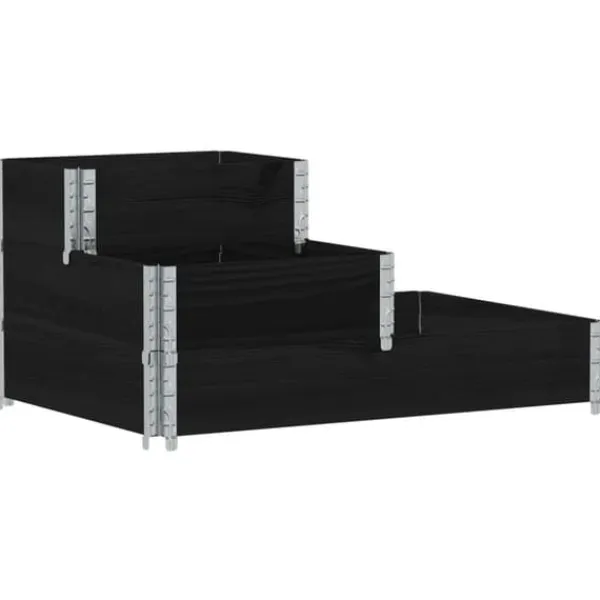 New Upphöjd rabatt med 3 nivåer i massiv furu | Färg: Svart | Storlek: 120x80 cm Planteringsbänkar