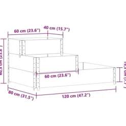 New Upphöjd rabatt med 3 nivåer i massiv furu | Färg: Svart | Storlek: 120x80 cm Planteringsbänkar
