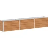 Outlet Upphöjd växtlåda i galvaniserat stål - - 240x40x45 cm - Ljusbrun - Väderbeständig Krukor & Växtbehållare