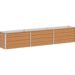 Outlet Upphöjd växtlåda i galvaniserat stål - - 240x40x45 cm - Ljusbrun - Väderbeständig Krukor & Växtbehållare