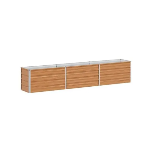 Outlet Upphöjd växtlåda i galvaniserat stål - - 240x40x45 cm - Ljusbrun - Väderbeständig Krukor & Växtbehållare