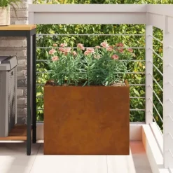 Clearance Urbana Trädgårdsplanterare i Väderbiten Stål | Storlek: 50x32x40 cm | Färg: Brun Krukor & Växtbehållare