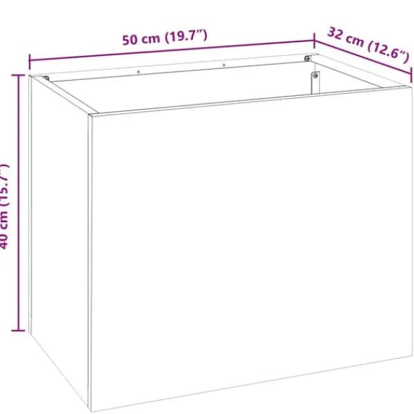 Clearance Urbana Trädgårdsplanterare i Väderbiten Stål | Storlek: 50x32x40 cm | Färg: Brun Krukor & Växtbehållare