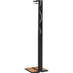 Outlet Utedusch i konstrotting med akaciaträ | Färg: Svart | Storlek: 50x55x224 cm Spa & Utomhusbad