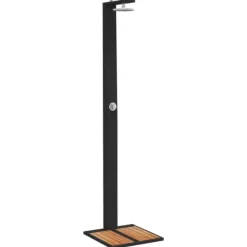 Outlet Utedusch svart 50x55x224 cm konstrottning och akaciaträ Spa & Utomhusbad