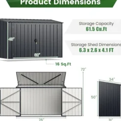 Online Uteförvarcmgsbod, 193×86×127 cm, Grå Skjul, Garage & Carports