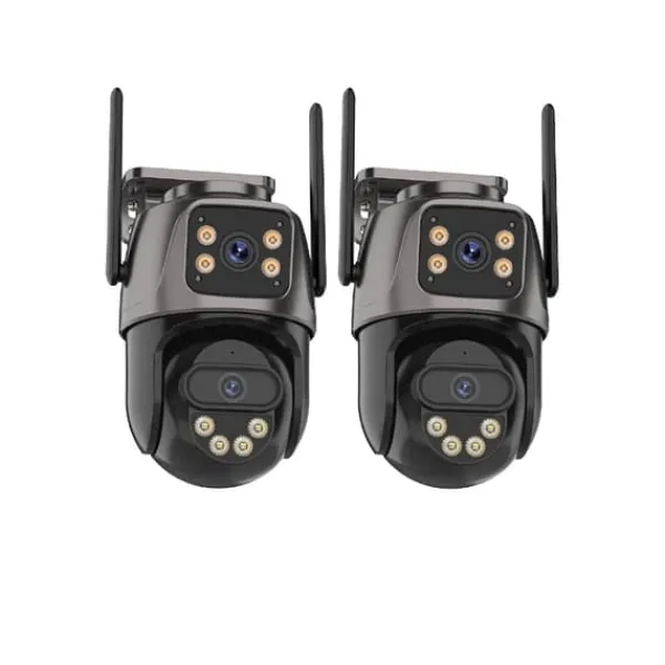 Clearance Utomhus IP-kamera, Dubbelobjektiv, Färg Nattseende,EU-kontakt, 2PCS Ingen kort Säkerhetsmonitorer & Videokameror
