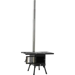 Outlet Utomhus kolspis, bärbar design, justerbar höjd,svart Vedeldade Kaminer