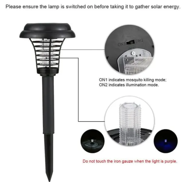New Utomhus Solar Myggdödare Lampa Elektrisk Bug Zapper Vattentät Insektsfälla Anti Mosquito Light Trädgård Gräsmatta Myggfälla Insektsmedel & Djuravvisande Medel