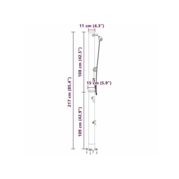 Best Utomhus solardusch - - Svart - PVC och Aluminium - 217 cm - Rotationshuvud - Solenergi Spa & Utomhusbad
