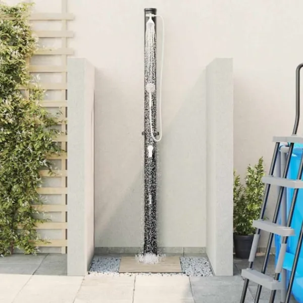 vidaXL Utomhus Solardusch Svart 217 cm PVC och Aluminium
