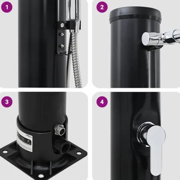 Utomhus Soldusch med Handdusch - Modern och Robust | Höjd: 217 cm | Volym: 20 L
