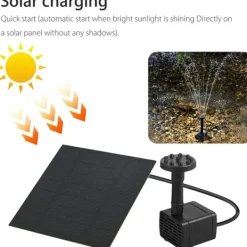 Vattenfontän med solceller och 4 sprinklerhuvuden Fontäner & Dammar