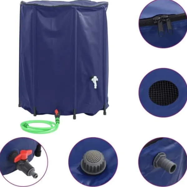 Hot Vattentank med kran vikbar 1250 L PVC Regntunnor