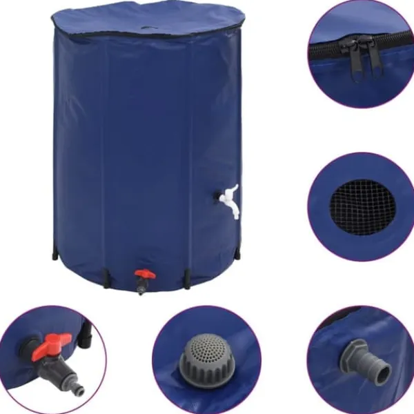 New Vattentank med kran vikbar 750 L PVC Regntunnor