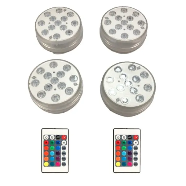 Discount Vattentäta RGB LED-lampor för pool 4-pack med fjärrkontroll Pool- & Spatillbehör