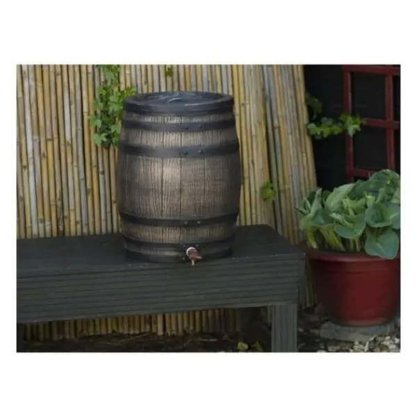 Vattenuppsamlare - NATURE - Regnvattentunna med träutseende - Kapacitet 120L - Brun - 50,5x66 cm