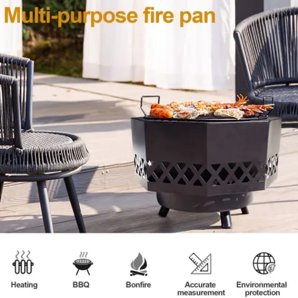 Hot Vedeldad eldstad, mångsidig matlagningsgrill, bärbar design, hållbar konstruktion Öppna Spisar