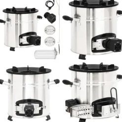 Vedeldad spis med USB-fläkt 35,5x26x28 cm rostfritt stål - Vedeldad Spis - Vedeldade Spisar - Home & Living
