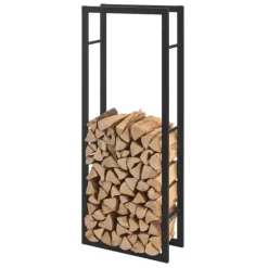 Best Vedförvaring vedställ 50x150x25cm stål svart Tillbehör Till Vedeldade Kaminer & Öppna Spisar
