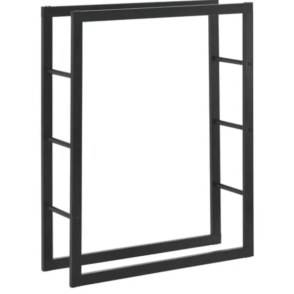 Online Vedförvaring vedställ 80x100x25cm stål svart Tillbehör Till Vedeldade Kaminer & Öppna Spisar