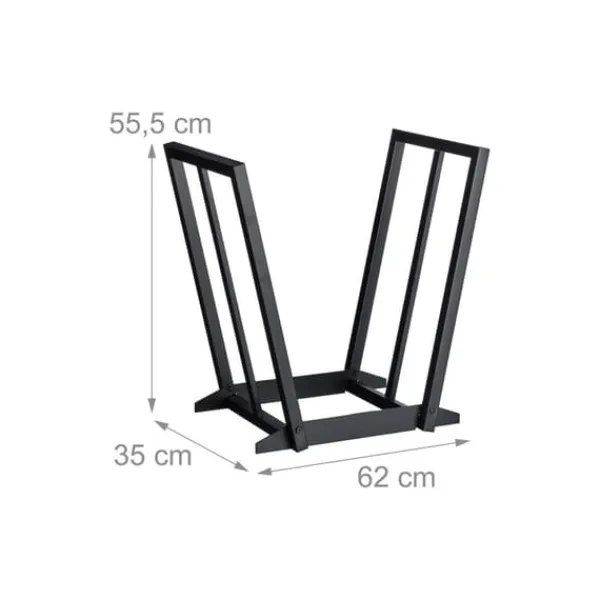 Discount Vedhållare, 55,5x62x35 cm, svart Tillbehör Till Vedeldade Kaminer & Öppna Spisar