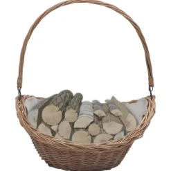 Online Vedkorg med handtag 57x46,5x52 cm brun pil Tillbehör Till Vedeldade Kaminer & Öppna Spisar