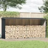 Online Vedskjul galvaniserat stål 330x84x152 cm antracit Skjul, Garage & Carports