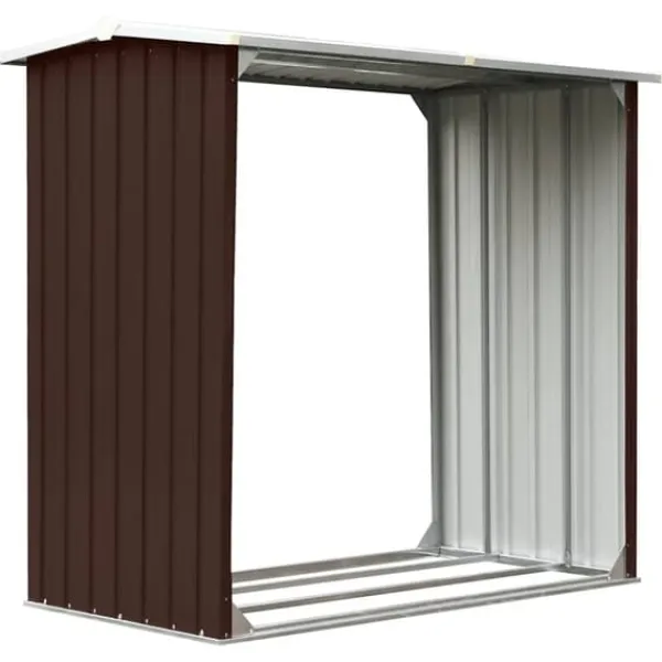 vidaXL Vedskjul galvaniserat stål 172x91x154 cm brun