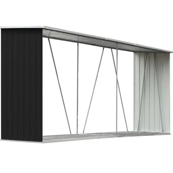 Vedskjul galvaniserat stål 330x84x152 cm antracit - Förvaringsbod För Ved - Vedförvaringsbord - Home & Living