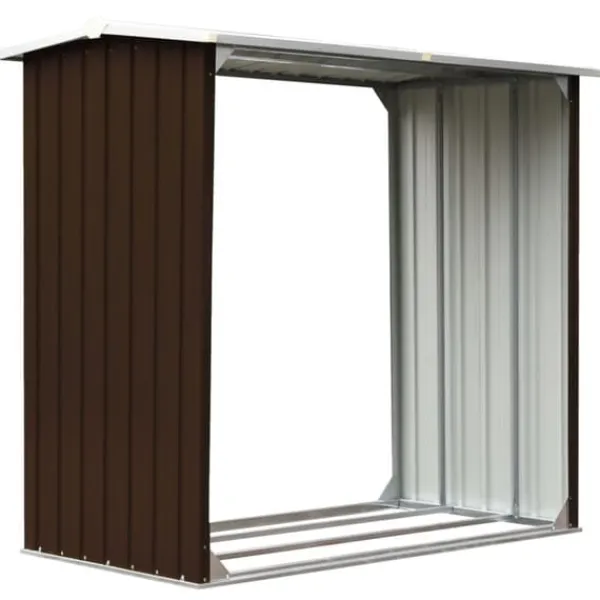 Vedskjul i galvaniserat stål - Stabil och väderbeständig vedförvaring | Färg: Brun | Storlek: 172x91x154 cm Skjul, Garage & Carports