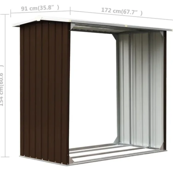 Vedskjul i galvaniserat stål - Stabil och väderbeständig vedförvaring | Färg: Brun | Storlek: 172x91x154 cm Skjul, Garage & Carports