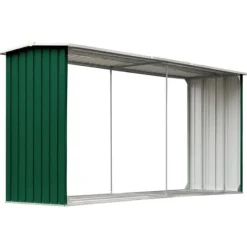Discount Vedskjul i galvaniserat stål 330x92x153 cm grön - Förvaringsbod För Ved - Vedförvaringsbord - Home & Living Skjul, Garage & Carports