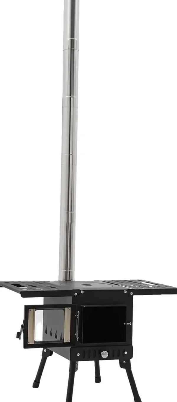 Vedspis, Bärbar Design, Justerbar Höjd,svart