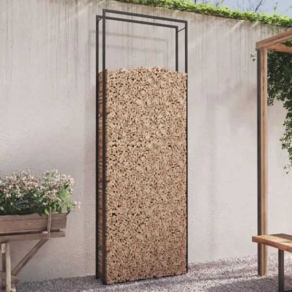 Discount Vedställ & vedkorgar - Living Vedställ matt svart 110x28x312 cm stål Tillbehör Till Vedeldade Kaminer & Öppna Spisar