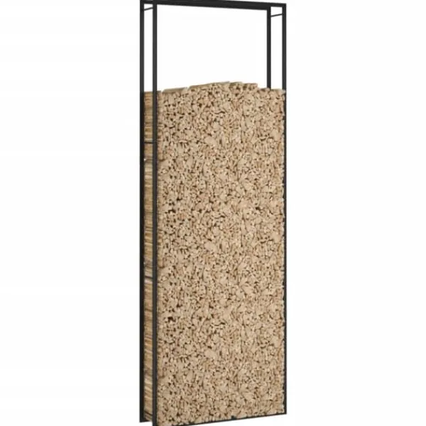 Discount Vedställ & vedkorgar - Living Vedställ matt svart 110x28x312 cm stål Tillbehör Till Vedeldade Kaminer & Öppna Spisar