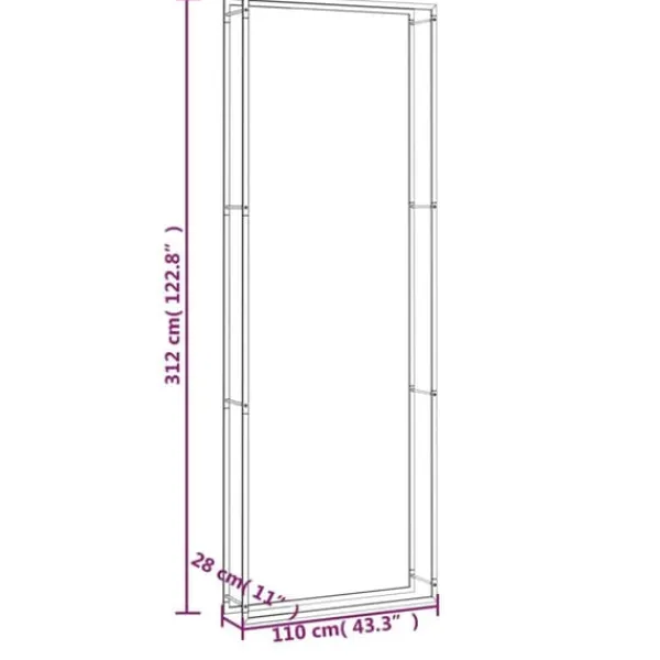 Discount Vedställ & vedkorgar - Living Vedställ matt svart 110x28x312 cm stål Tillbehör Till Vedeldade Kaminer & Öppna Spisar