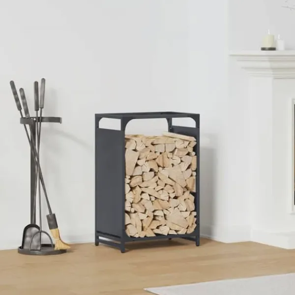 Discount Vedställ antracit 44x28x65 cm kallvalsat stål Tillbehör Till Vedeldade Kaminer & Öppna Spisar